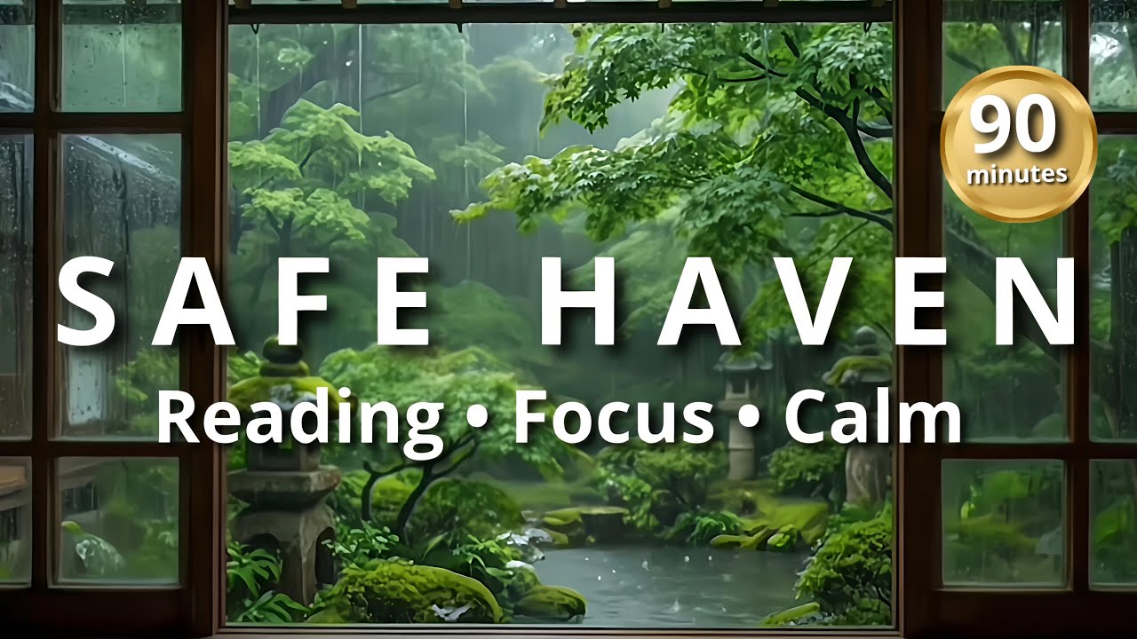 Rainy Japanese Garden 🌿 Deep Focus for Reading, Writing & Anxiety Relief (1.5 Hours)