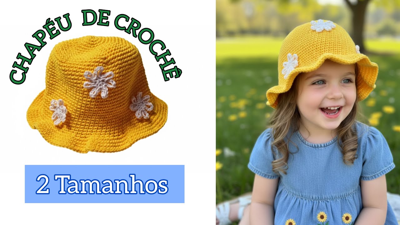 CHAPÉU DE CROCHÊ INFANTIL: BUCKET HAT Fácil para iniciantes.