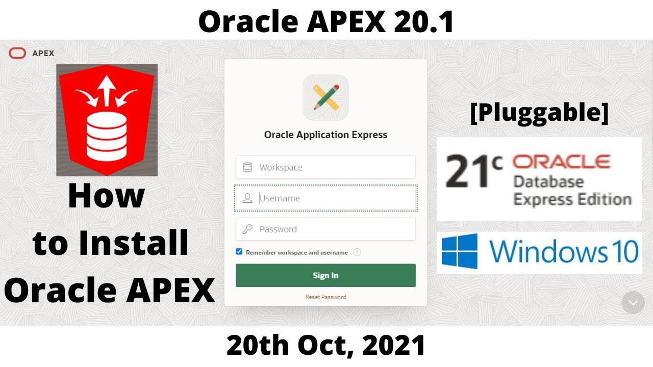 How to Install Oracle APEX 20.1 | DB 21cXE | Pluggable | Windows 10