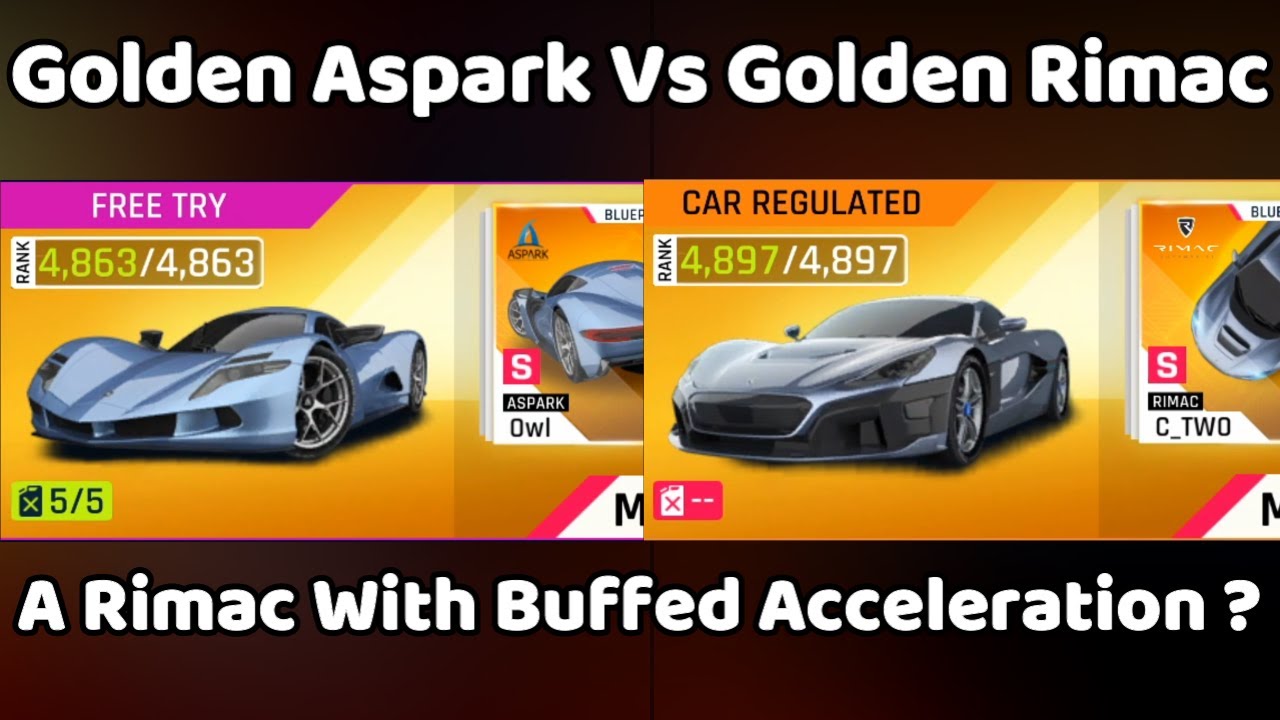 Asphalt 9 Golden MAX Aspark Owl VS Golden MAX Rimac C_Two