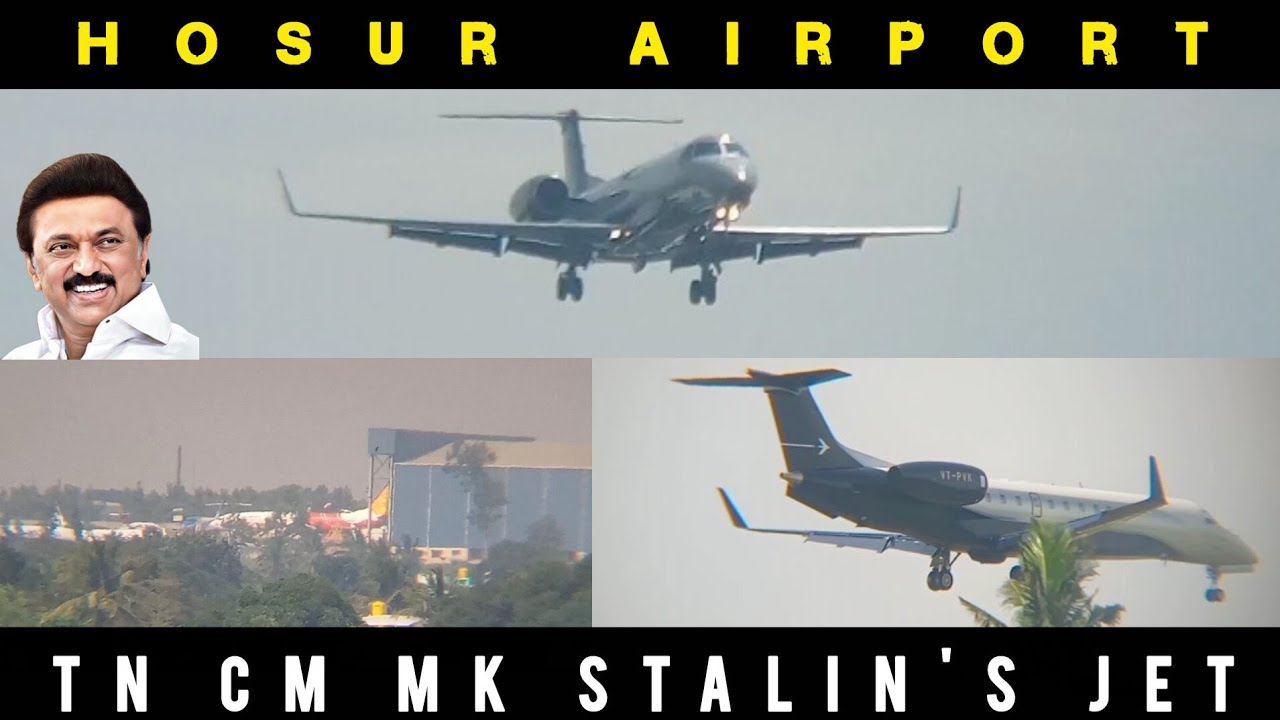 TN CM M.K Stalin’s Jet Again in Hosur | Embraer Legacy 600 |#plane #aviation #tncm #mkstalin #video