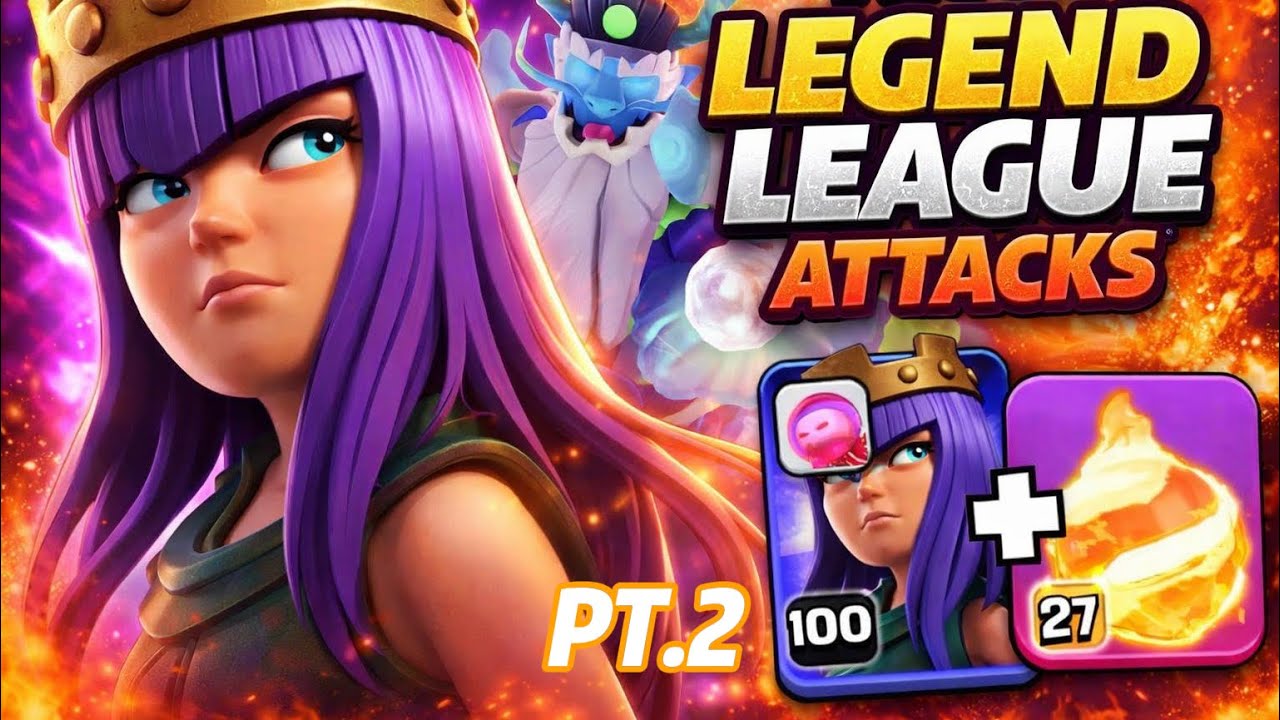 Legend League Attacks December Season Meteor Golem+Queen Charge Fireball With Army Link