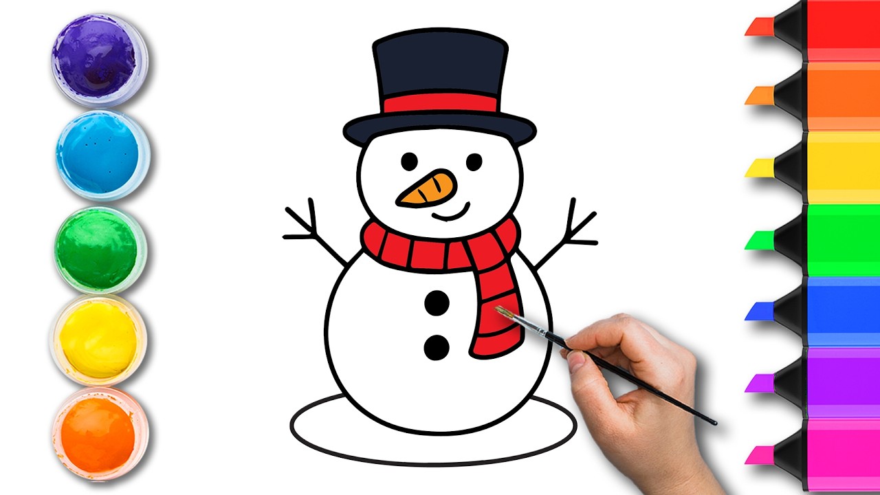 How to Draw a Cute Snowman ☃️ | Easy Snowman Drawing for Kids Step by Step #snowman