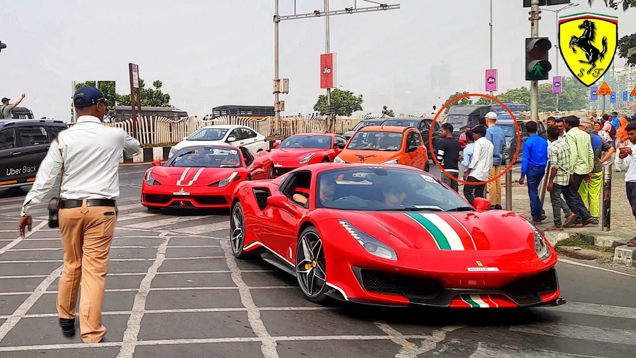Police PullOver Billionaire's 1/1 Ferrari Convoy | India | SUPERCARS OF MUMBAI 2026