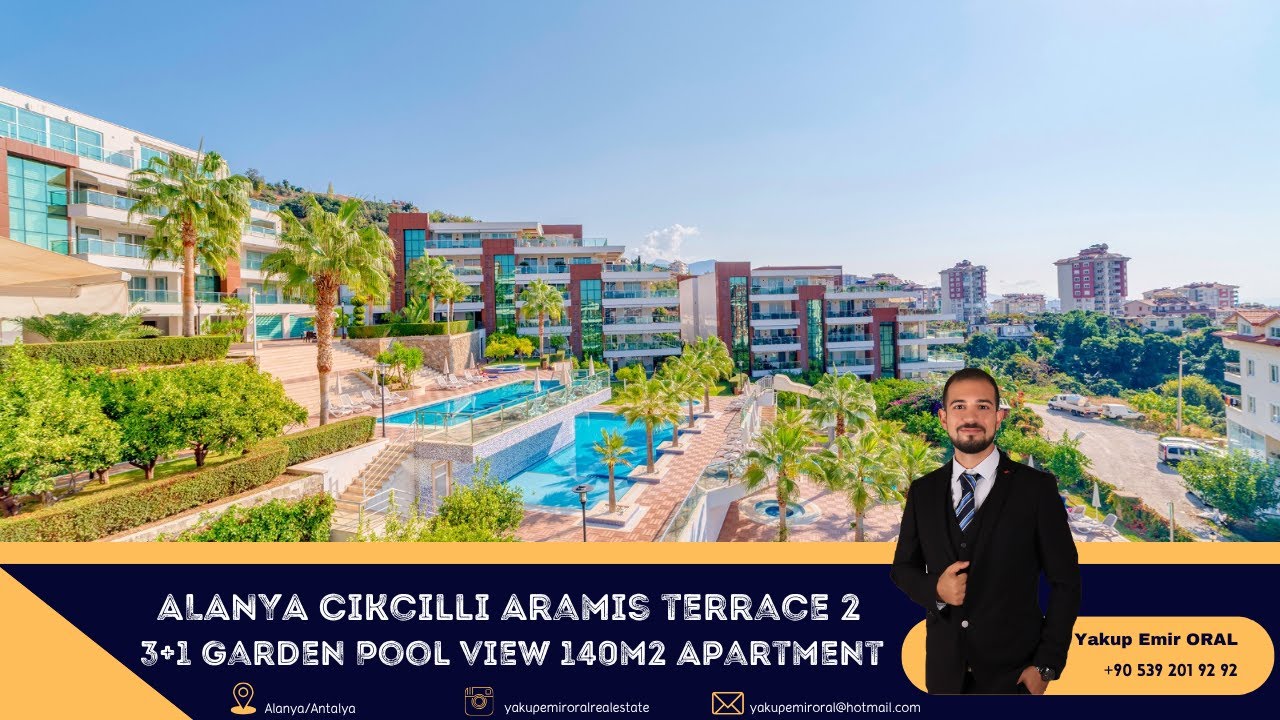 3+1 Apartment for Sale in Cikcilli Aramis Terrace 2 – Fully Furnished & Pool View & Garden Apartment