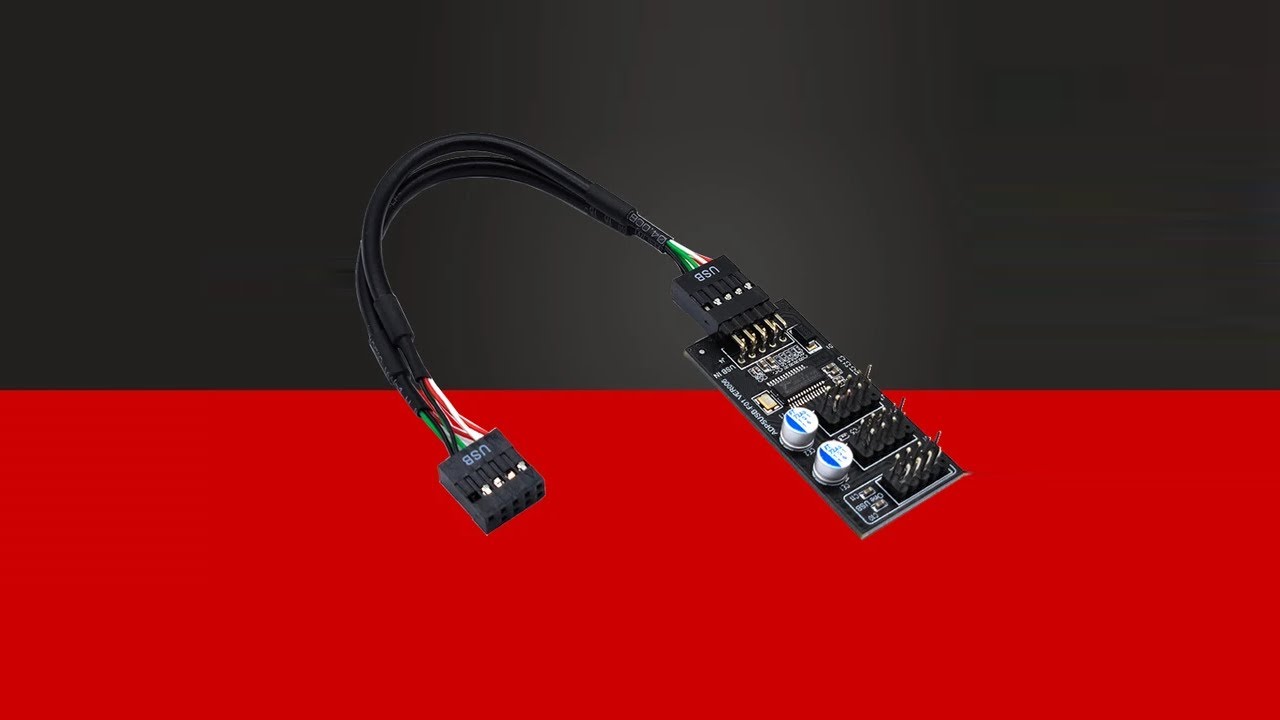 Hub Usb 2.0 Interno 9 Pinos Splitter Para 2 Conexões 25cm (USB 9pin) -  Unboxing e Review