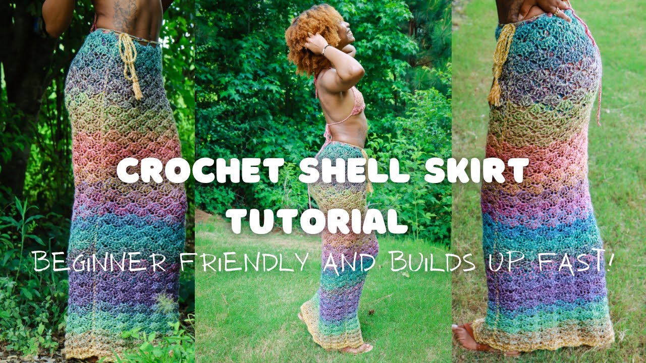 crochet shell skirt tutorial | how to crochet a skirt | crochet maxi skirt perfect for summer! 🌞♡
