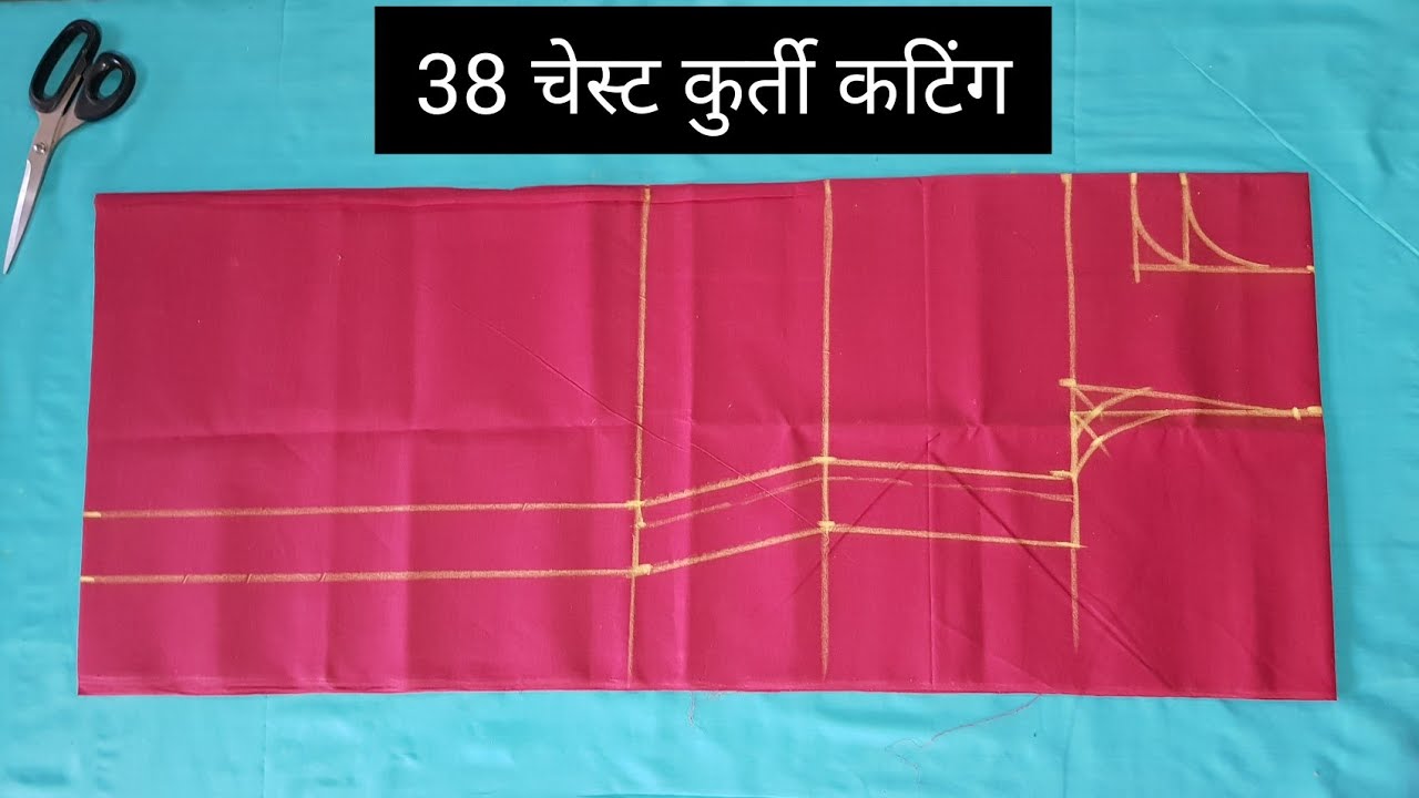 34 size kurti cutting, Suit, Kameez Cutting with slives Full tutoring in Hindi, gift and art