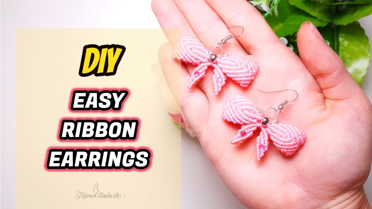 DIY easy macrame ribbon earrings | How to make ribbon earrings | Make earrings at home