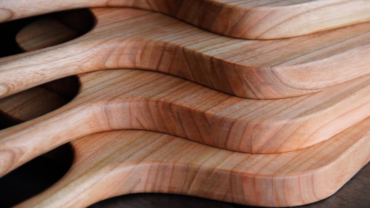 Handled edge grain cutting boards from cherry
