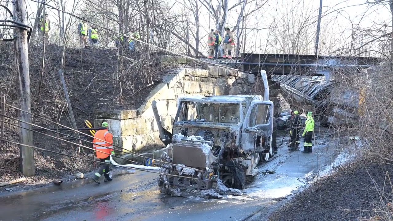 Glenville Maple Avenue Bridge crash, explosion aftermath, cleanup 12/22/23