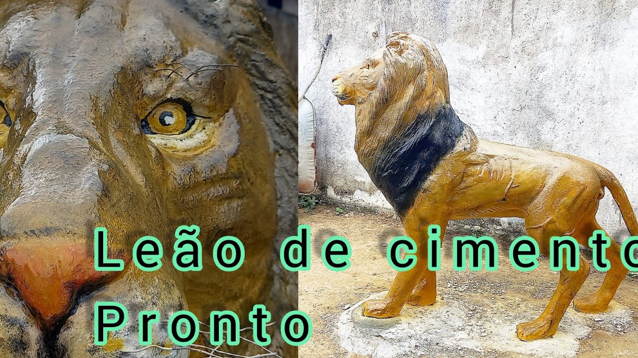 EM FIM TERMINEI 🦁como fazer leão de cimento PARTE FINAL ☀️🌧🦁🙏