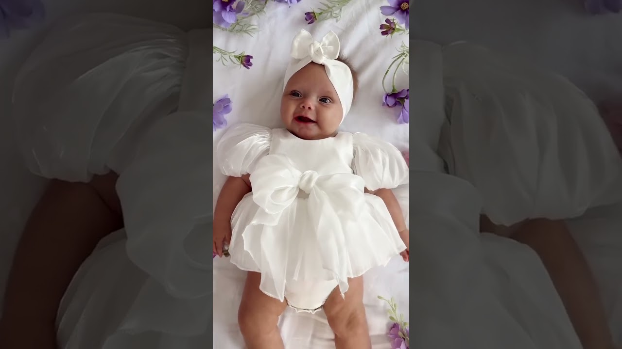 Precious girl Kora in her sweet favourite Special Occassion romper 🤍🎀💐