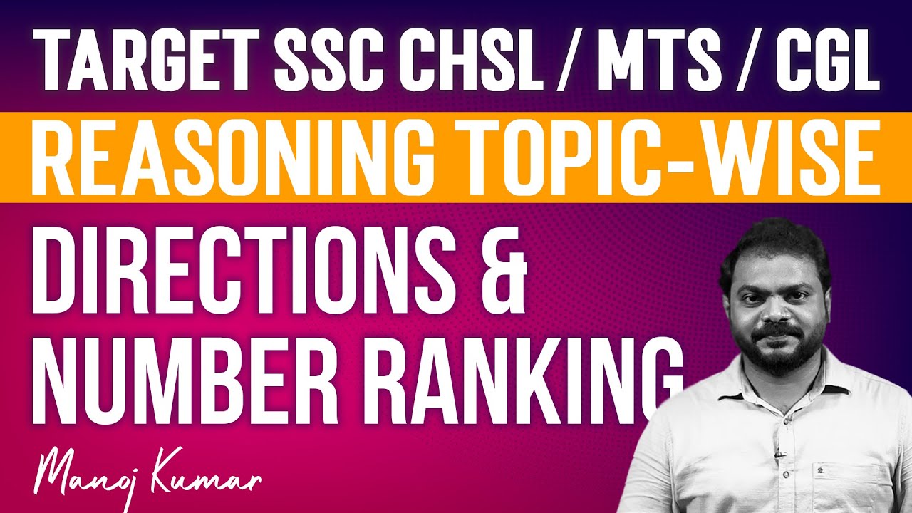 Reasoning Topic-Wise l Directions & Number Ranking | Target CGL Tier-II | Veranda Race  SSC
