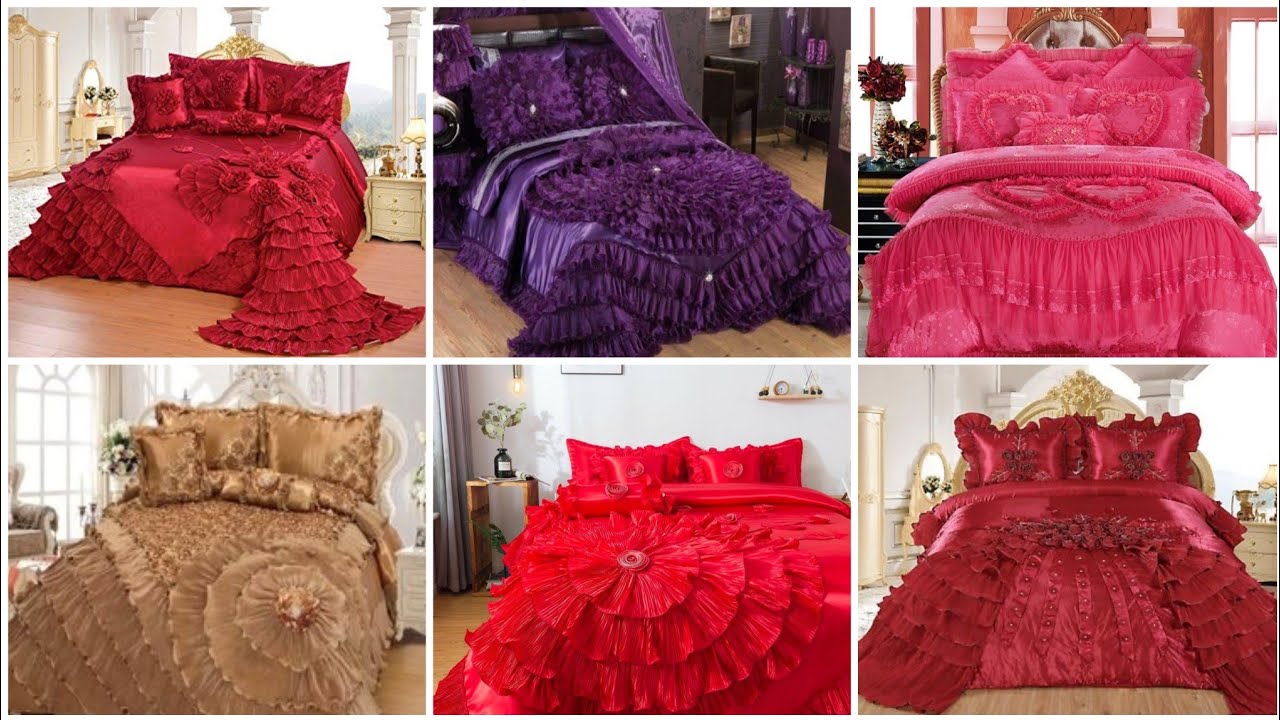 luxury and classy fancy frill bedsheet designs collection //Royal Silk princess bedsheet