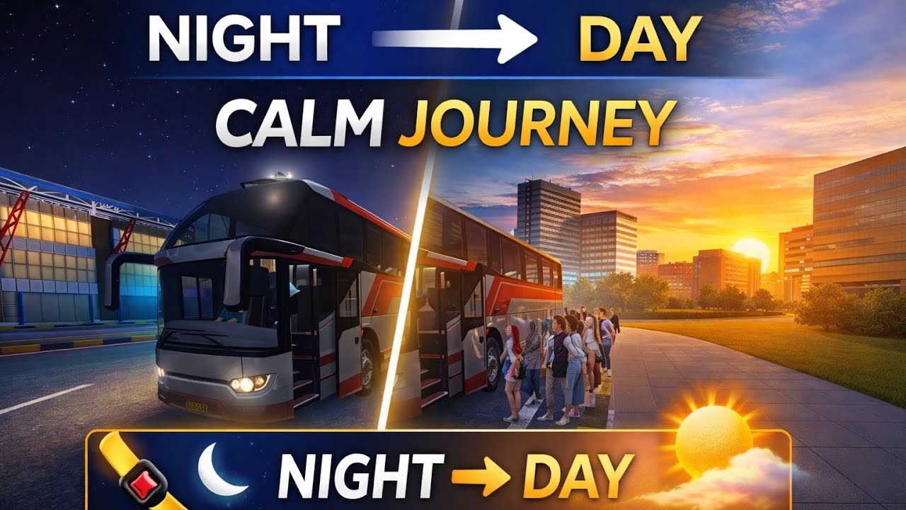 Calm Night Bus Journey 🌧️ | Rain & Sunrise POV | Sleep Relaxing Gameplay