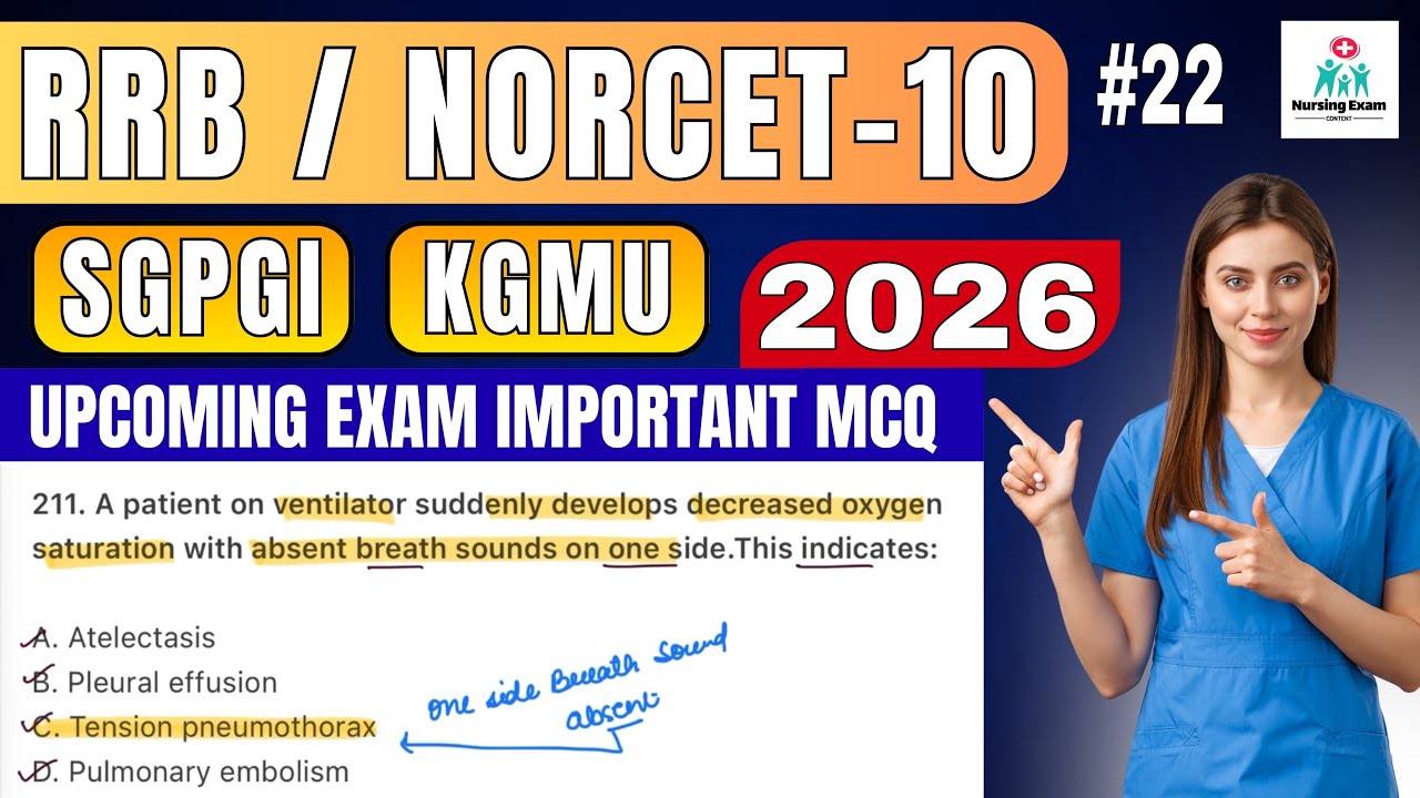 STAFF NURSE EXAM PREPARATION | #22 |RRB NURSING EXAM |NORCET 10 | SGPGI |KGMU |NURSING OFFICER EXAM 