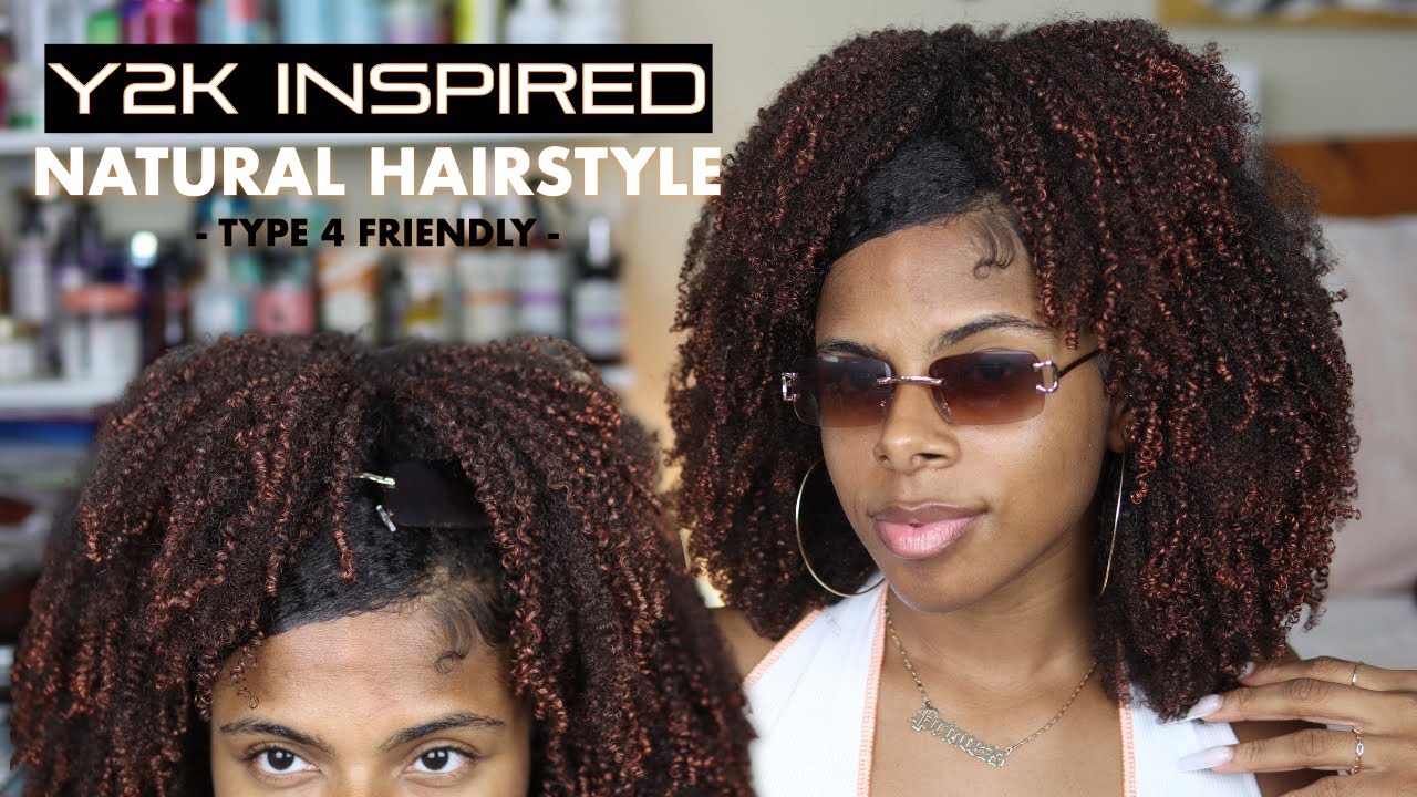 Cute + Easy Y2K Inspired Natural Hairstyle 😍🔥 | TYPE 4 FRIENDLY | Half up Half Down w/ Swoop