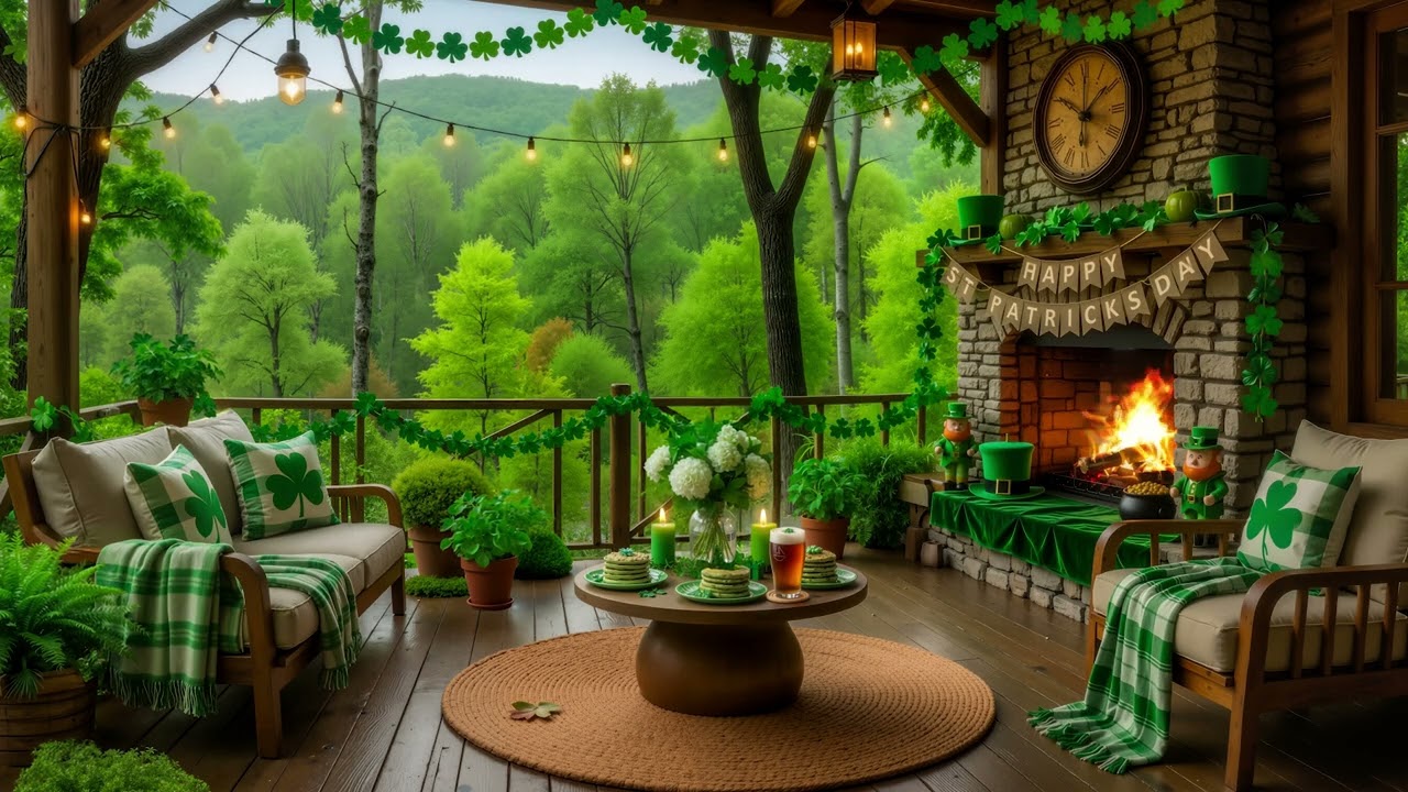 St. Patrick’s Day☘️ Lucky Clover Vibes | Smooth Piano Music, Fireplace Ambience