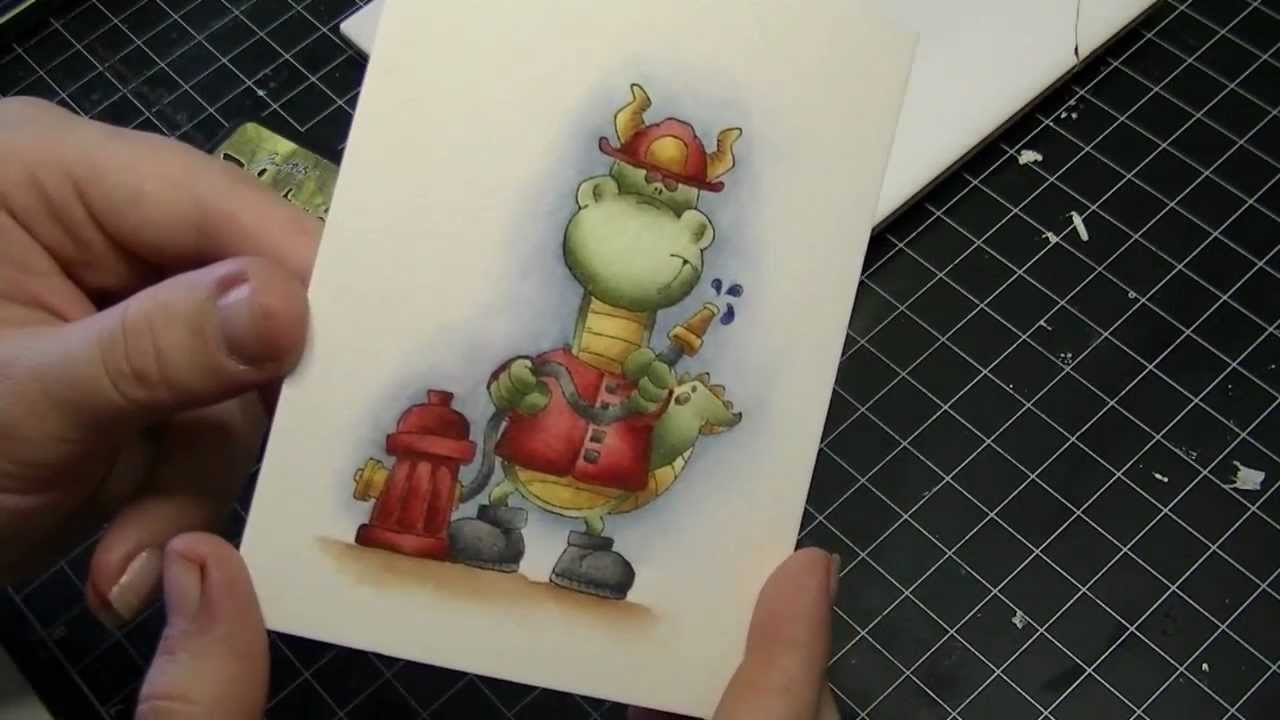 Colouring/Coloring a Stamped Image (Distress Markers & Twinkling H2O's)