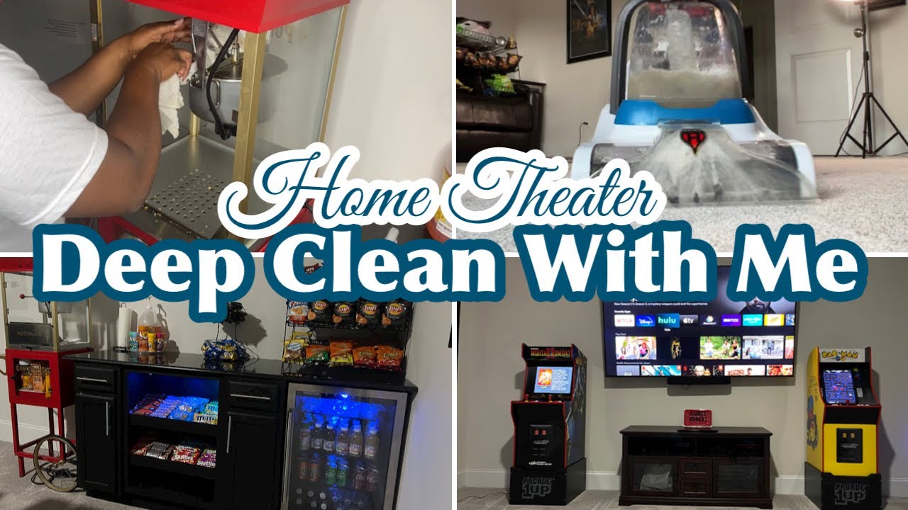 DEEP CLEAN WITH ME|SPRING CLEANING SERIES PT. 7|HOME THEATER CLEAN & RESTOCK