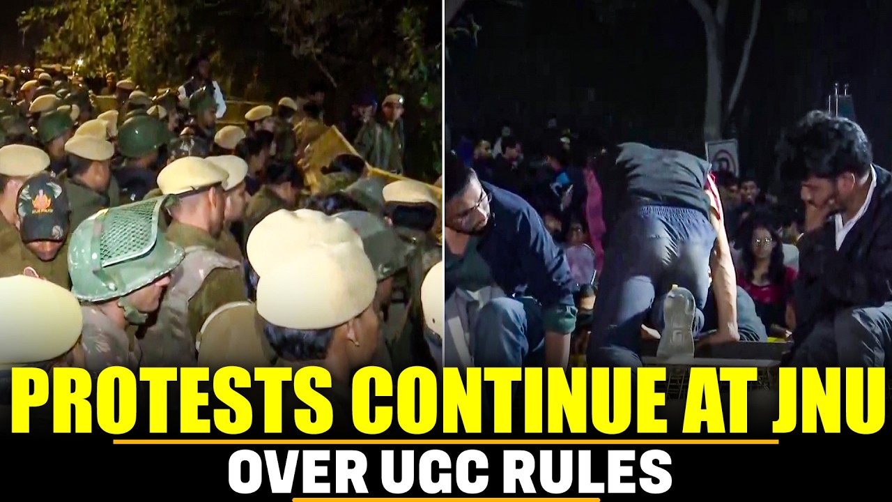 JNU Student Union continue protest demanding UGC regulations implementation, Heavy security deployed