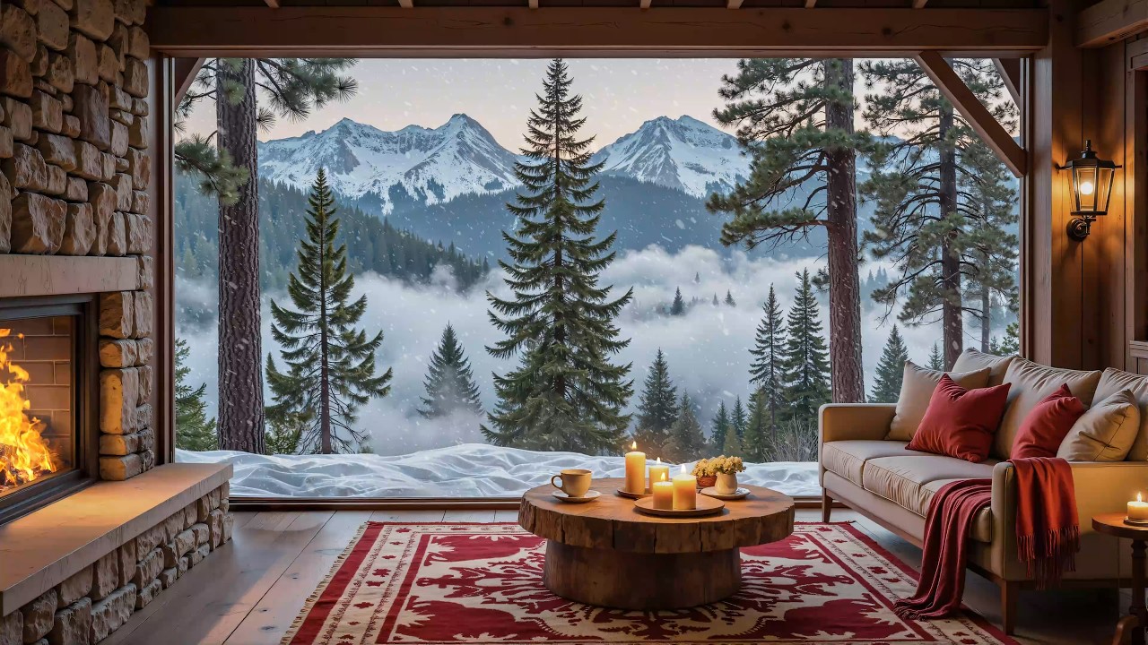 Relaxing Winter Piano Music ❄️🔥 Cozy Fireplace & Snowfall Ambience for Deep Focus, Study