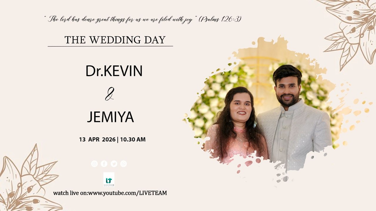 Dr.KEVIN AND JEMIYA WEDDING LIVE WEBCAST | 13-04-2026 | 10:30 AM | LT WEDDING FILMS
