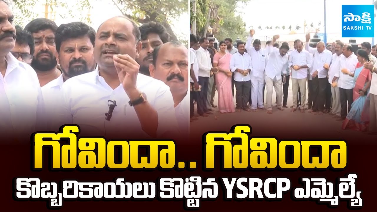 గోవిందా.. గోవిందా | YSRCP MLA Thatiparthi Chandrashekhar and Leaders Smashed Coconuts | @SakshiTV