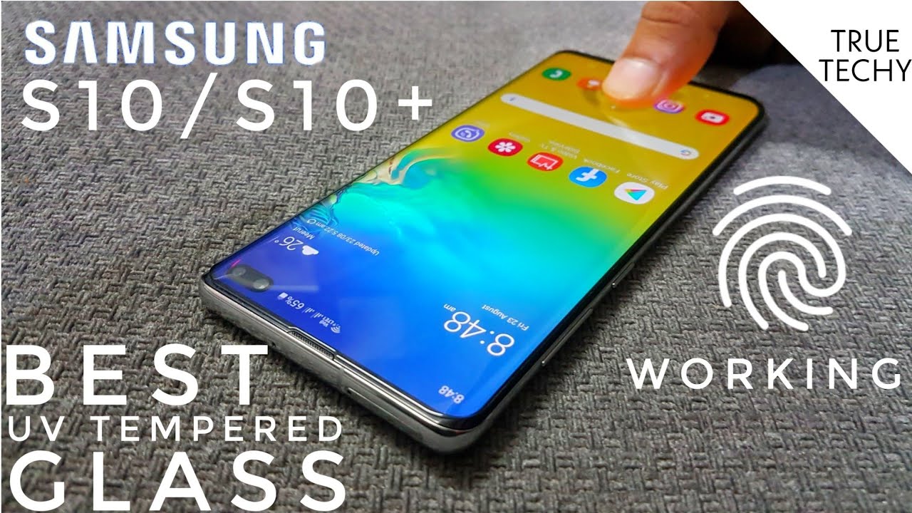 Samsung S10 Plus Best Tempered Glass, Fingerprint Working, Samsung S10+ UV Tempered Glass
