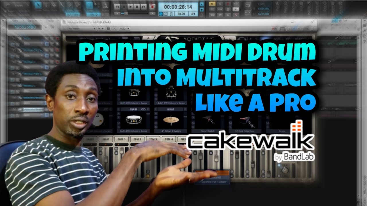 How To Print MIDI Drums Into Multitrack In Cakewalk By BANDLAB #cakewalk @xlnaudio  #recording