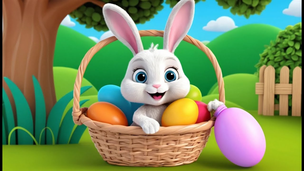 Маленький кролик спрятался в корзинке