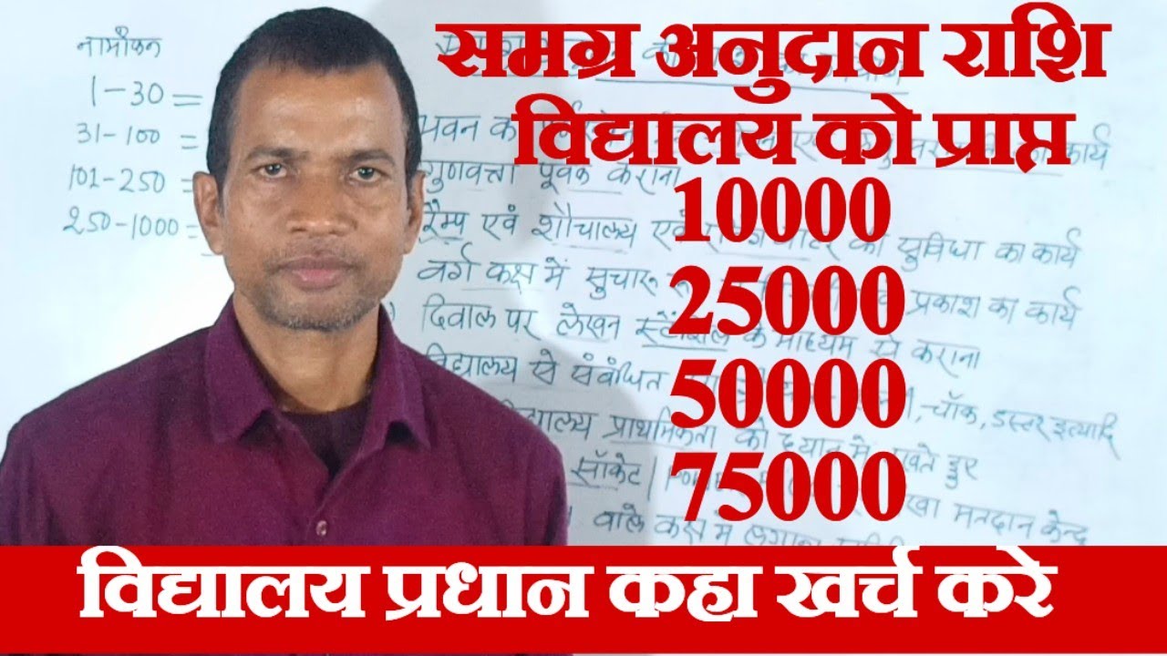 समग्र अनुदान की राशि विद्यालय को प्राप्त किस प्रकार का काम करा सकते हैं कितने बच्चे पर कितनी राशि