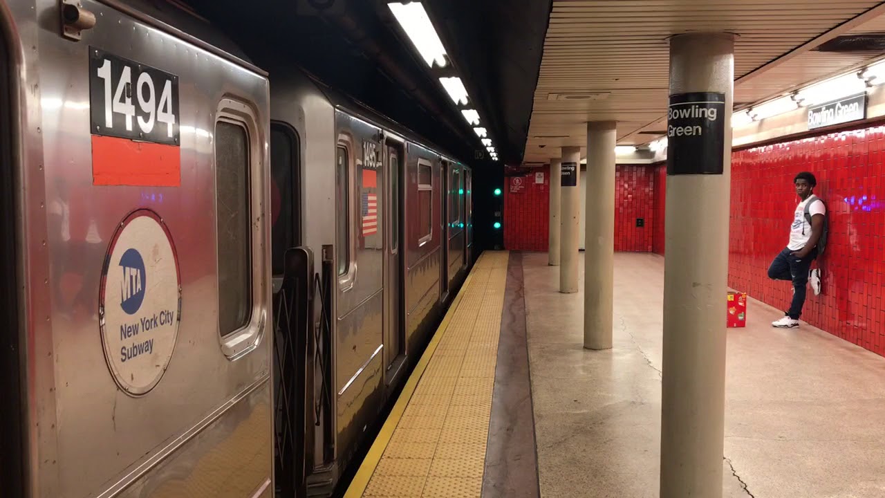 NYC Subway Special: Woodlawn bound R62 (4) train at Bowling Green(Weekend)
