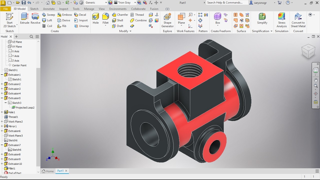 Cl Suspension Bracket, Tutorial Part Engine 3D dengan Inventor 2026 #inventor2026 #inventortutorial