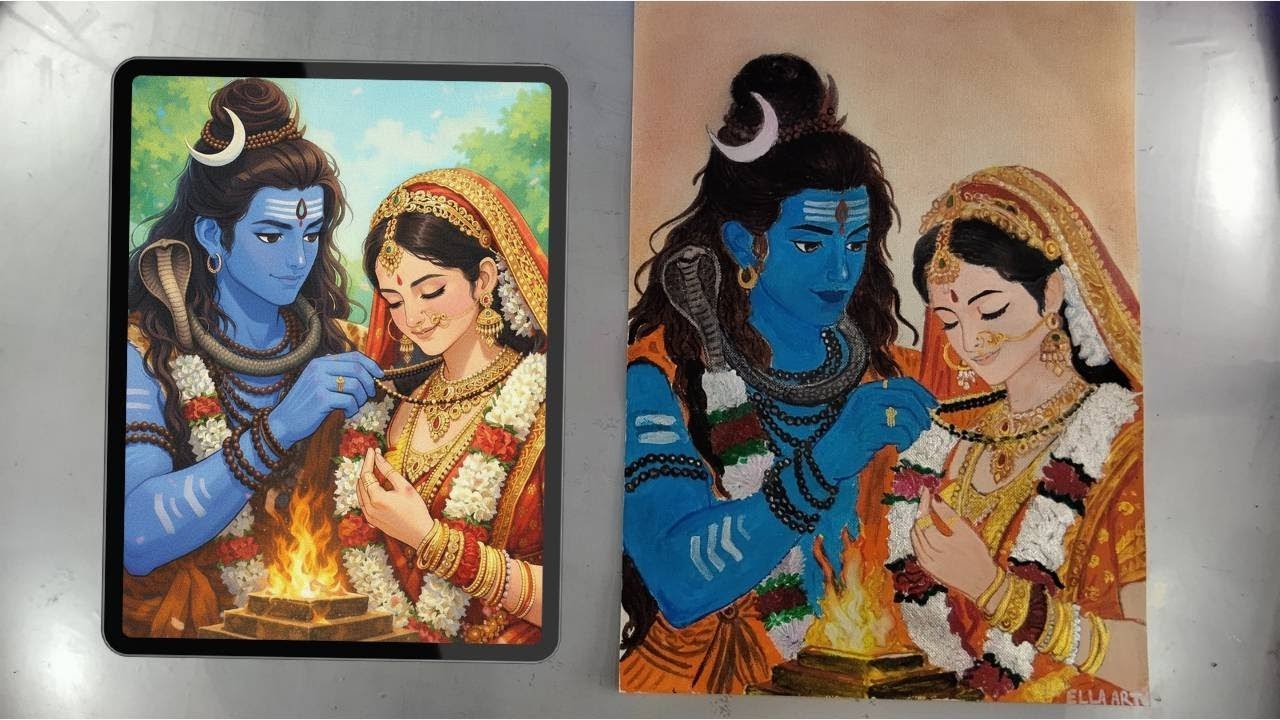 MAHADEV and Mata Parvati Drawing Tutorial? #mahadev #art