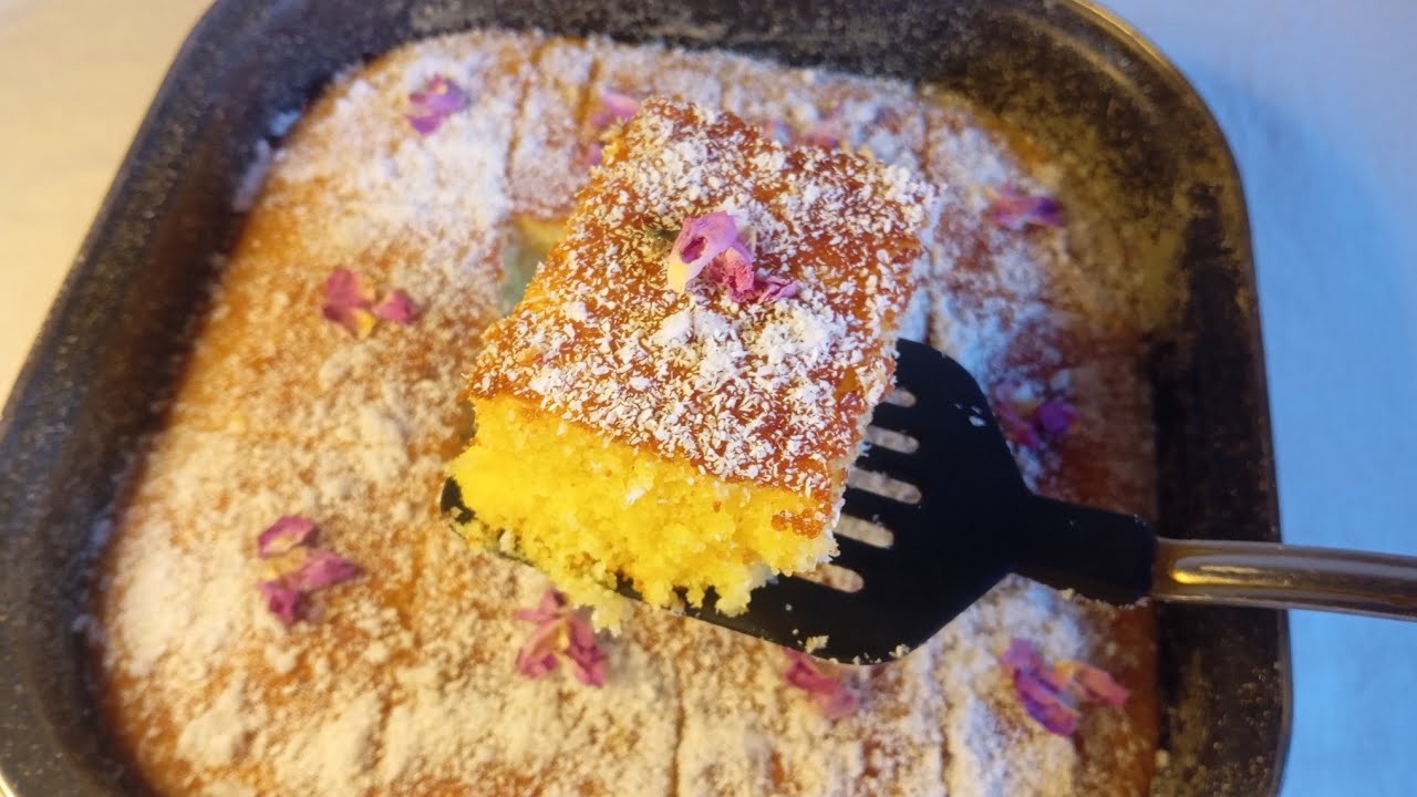 بسبوسة🥧 بالليمون كتجي زوينة وكذوب فلفم وبنينه 🧡🍊