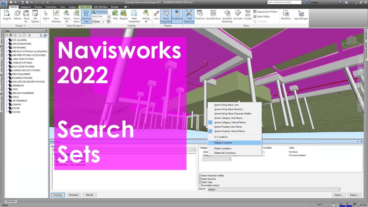 Navisworks 2022 Search Sets 4K