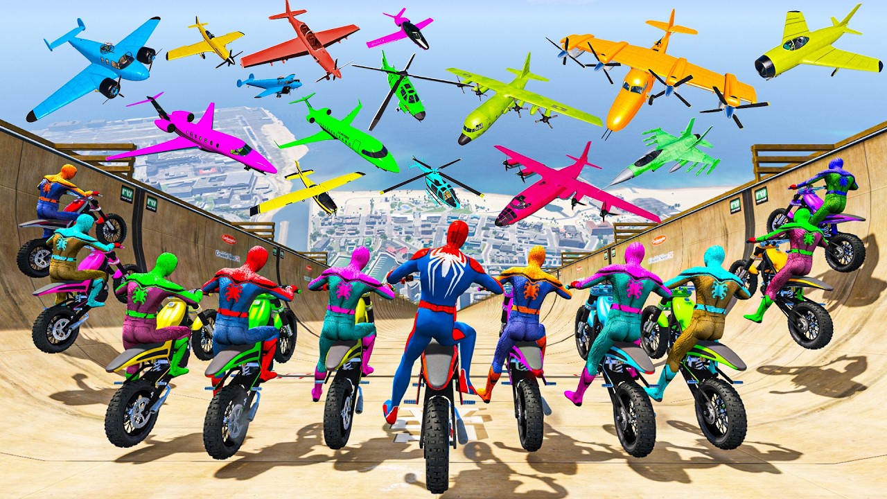 Rainbow Spiderman vs Longest Ramp in GTA 5 - Jumping from Highest Mega Ramp in GTA 5 #31