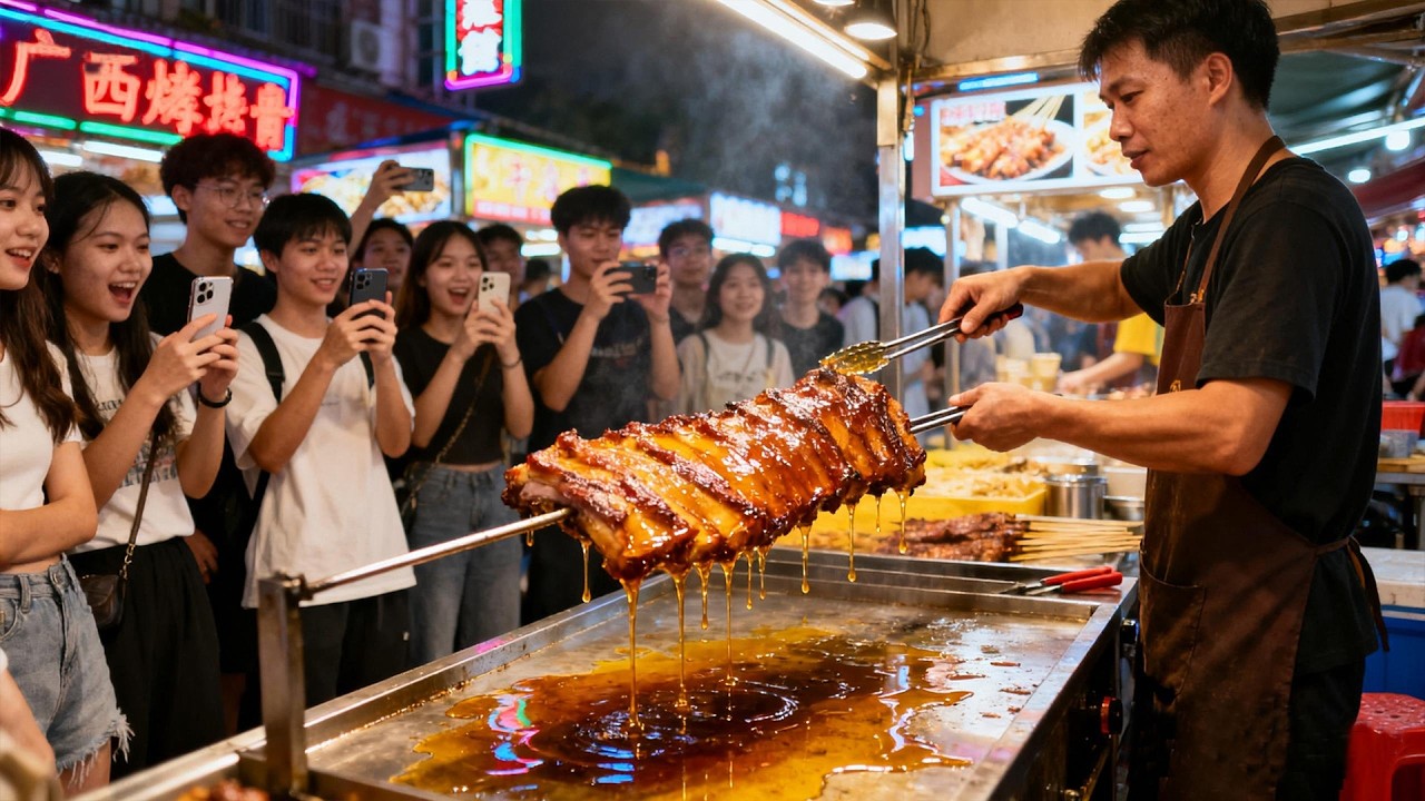 中国广西年轻人热爱的美食街，40种广西街头美食，一定不要错过！