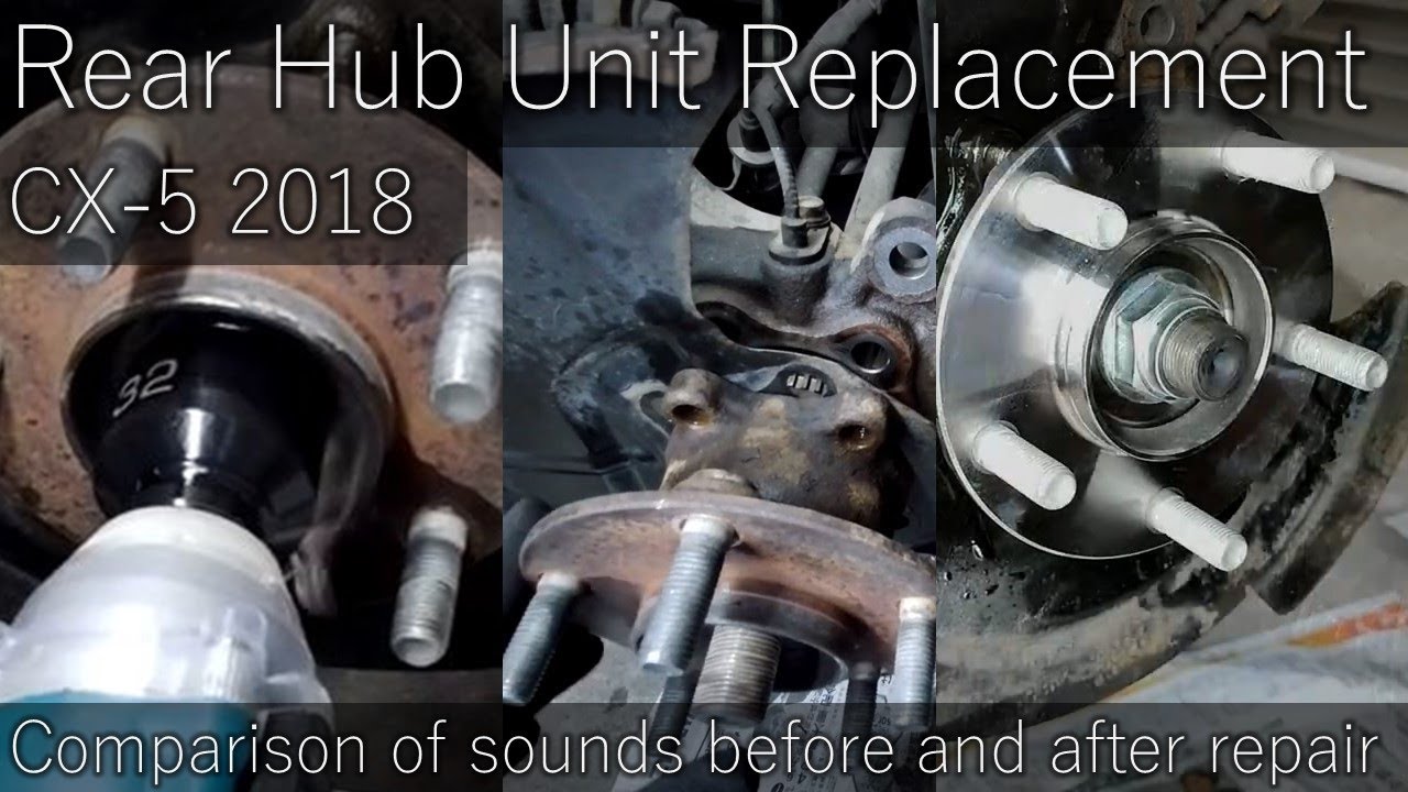 CX5 2018 KF2P Replace Rear Hub Unit /Bearing . You can check the sound.subtitled.左後ろハブユニット交換修理前後の映像付