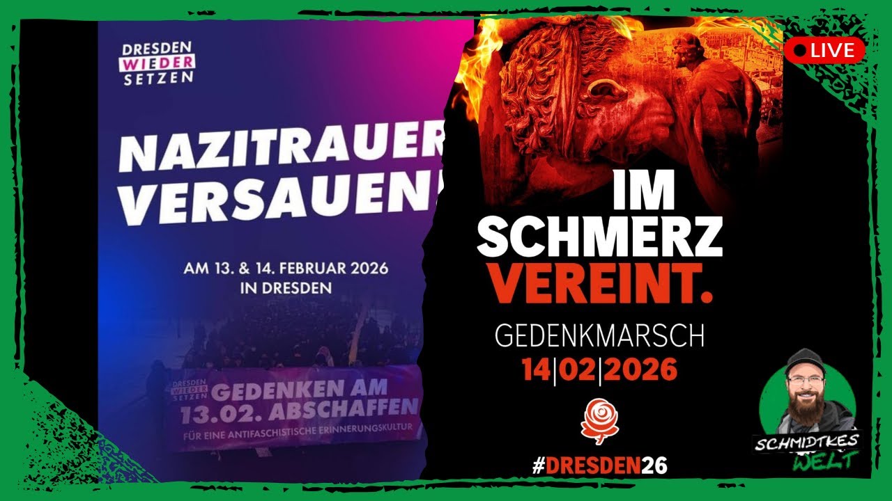 ❗Live❗in Dresden | Gedenkmarsch zur Bombardierung Dresdens + Gegendemo | 14.02.2026