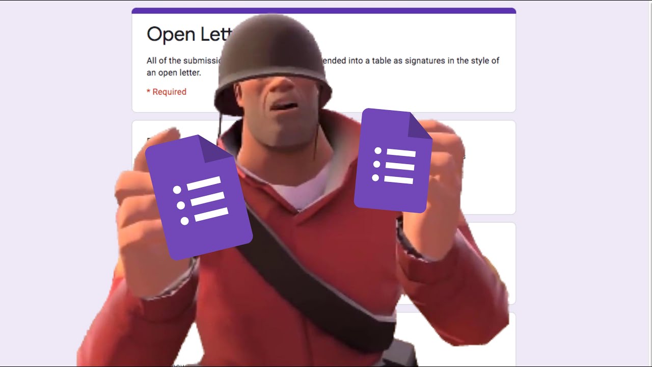 Meet the Soldier but it's a Google Form