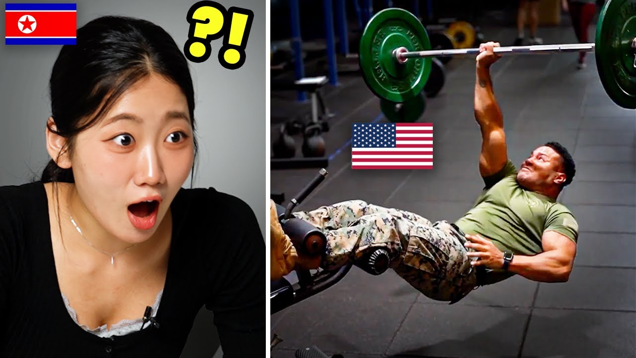 North Korean Girl Reacts to US Military Workout