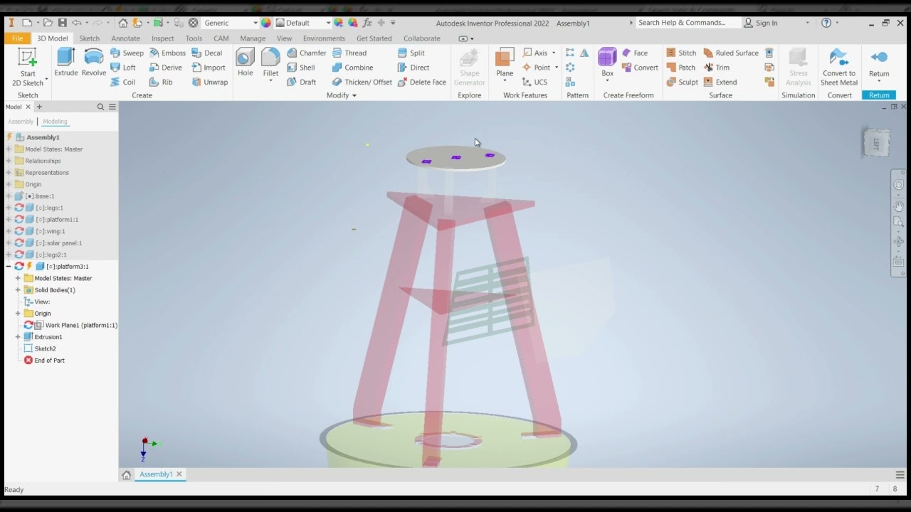 How to Add vertical Elements on a model using CAD Inventor(assembly)