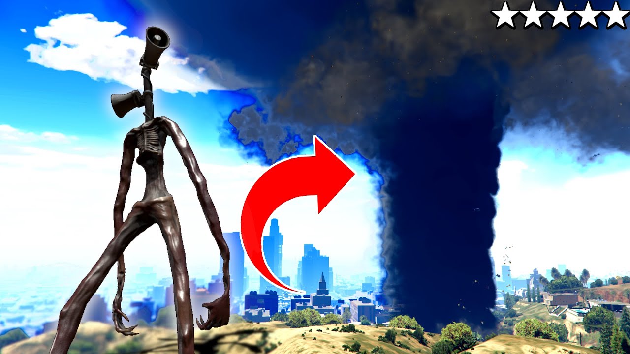 SIREN HEAD INVADES The CITY And CREATES HUGE TORNADO - GTA 5 Mods Funny Gameplay
