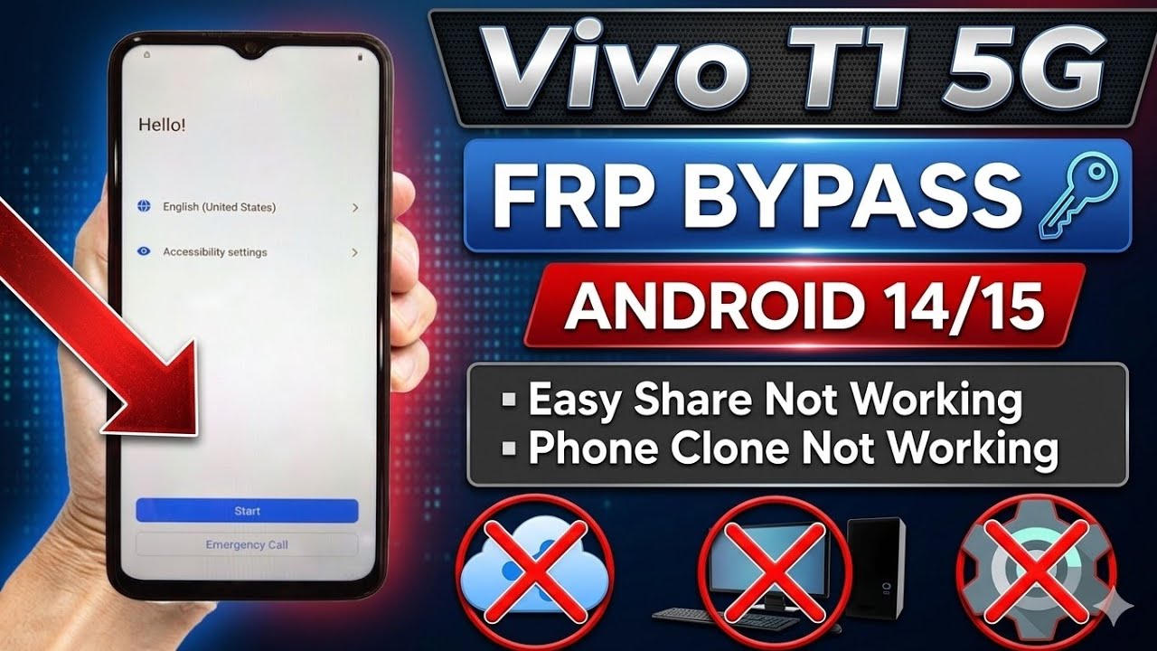 Vivo T1 5G [V2141] Frp bypass 2026 | Android 14 15 (Without Pc) | VIVO T1 5G google account bypass