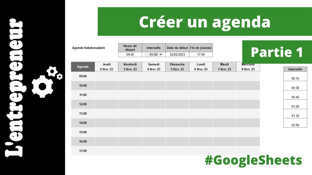 #1 Créer un agenda sur GoogleSheets