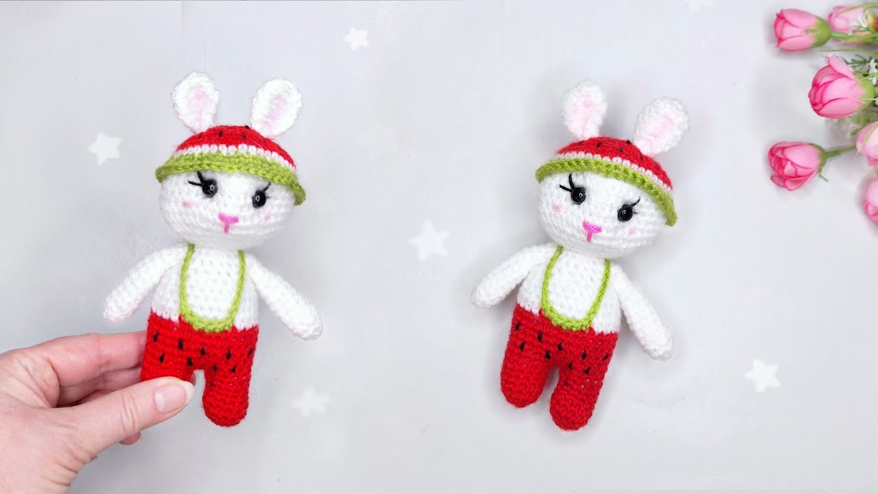 🥕 Арбузный зайчик крючком амигуруми мастер-класс 🥕 #amigurumi #crochet