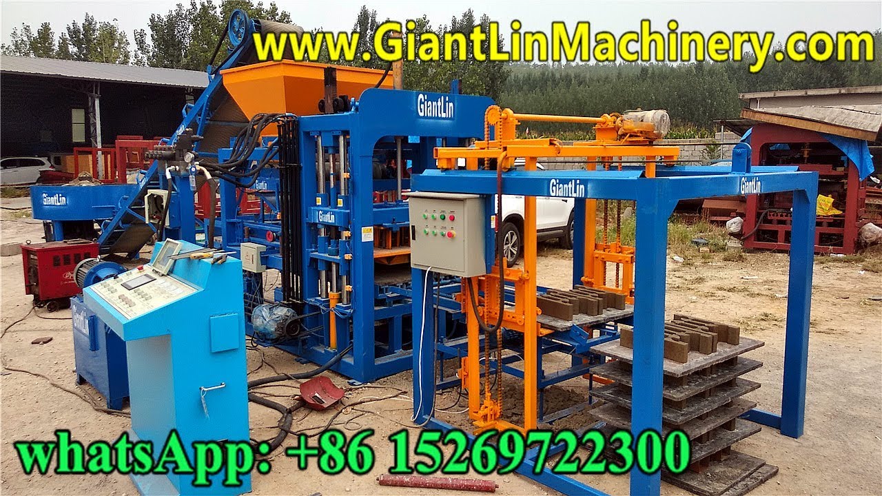 QT4-18 concrete interlocking brick production line, automatic new design habiterra block machine